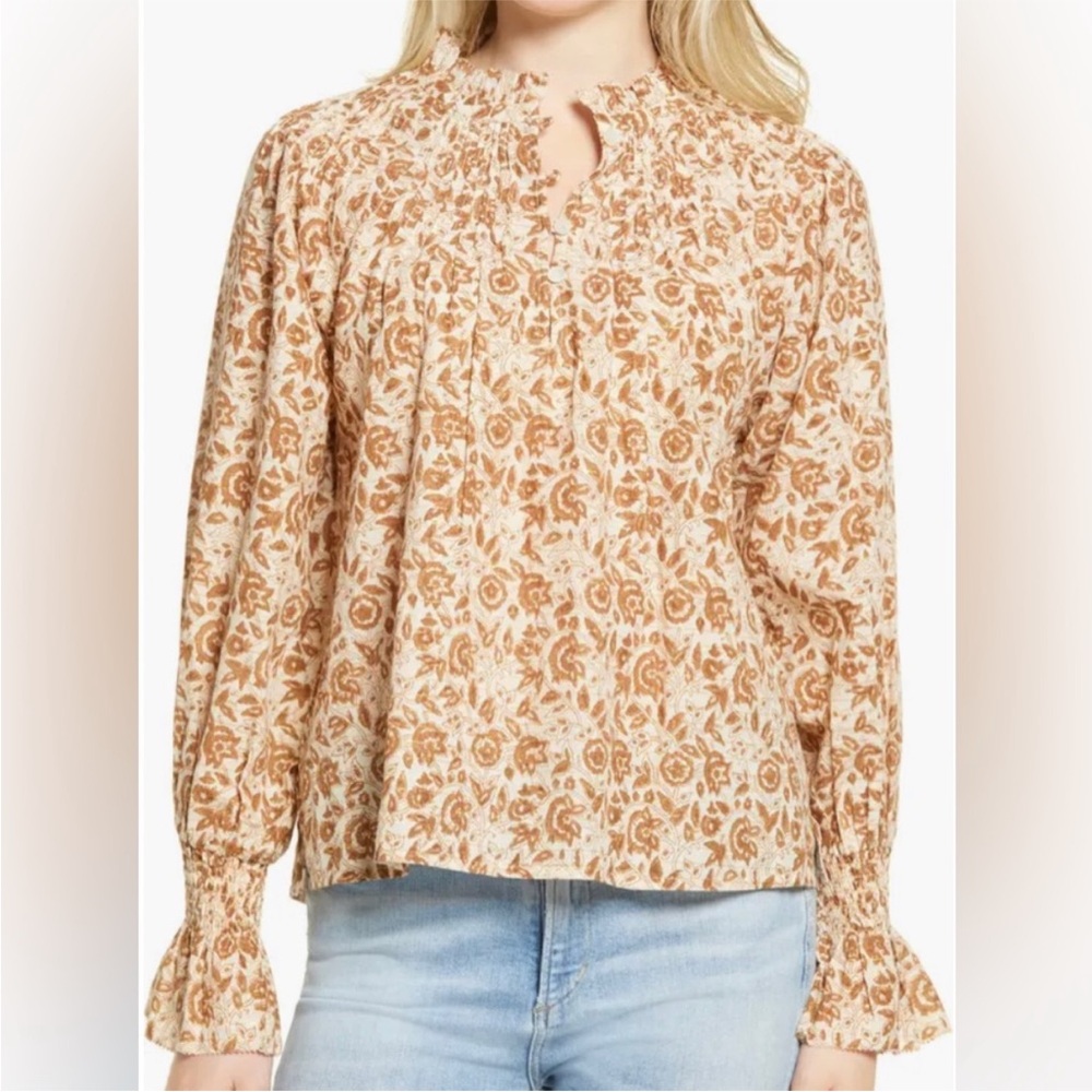 Like New Cleobella Reza Top - Neutral Block Print Sz M